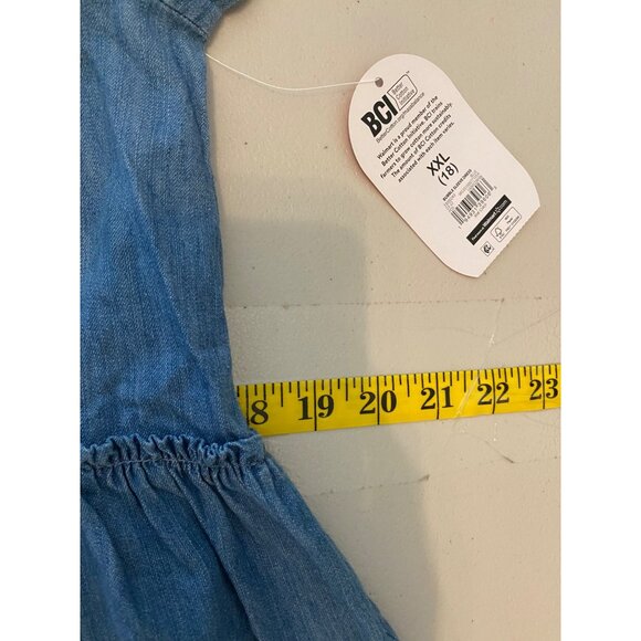 Wonder Nation Girls Denim Dress Embroidered Floral Puff Sleeve XXL (18) - Picture 9 of 12